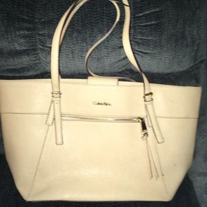 Calvin Klein Saffiano Leather Tote Bag Purse Large